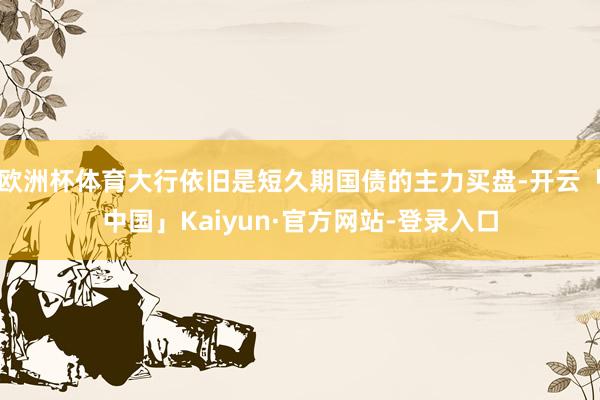 欧洲杯体育大行依旧是短久期国债的主力买盘-开云「中国」Kaiyun·官方网站-登录入口