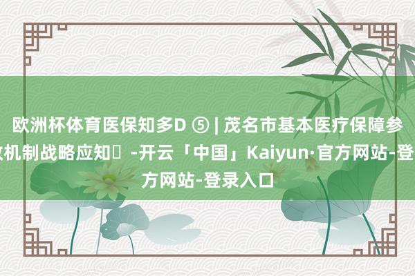 欧洲杯体育医保知多D ⑤ | 茂名市基本医疗保障参保长效机制战略应知​-开云「中国」Kaiyun·官方网站-登录入口