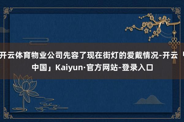 开云体育物业公司先容了现在街灯的爱戴情况-开云「中国」Kaiyun·官方网站-登录入口